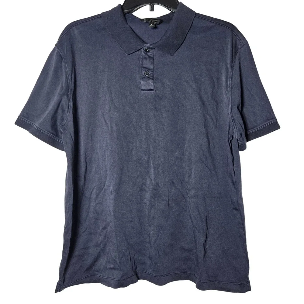 Banana Republic Men Blue Luxe Touch Performance Polo Shirt Large Preppy Business